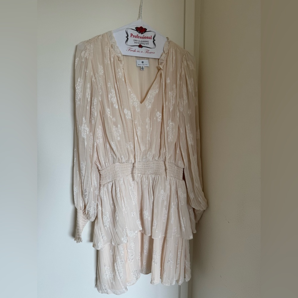 Socialite Cream Long Sleeve Dress